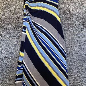 Spense Women's XL Striped Sleeveless Maxi Dress Navy/White/Yellow